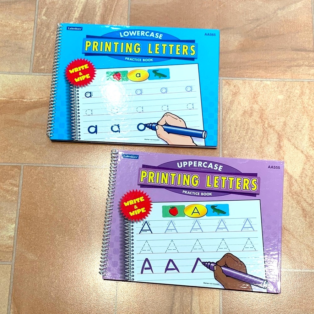 Lakeshore Vtg Lowercase & Uppercase Printing Alphabet Letters Practice Books Set